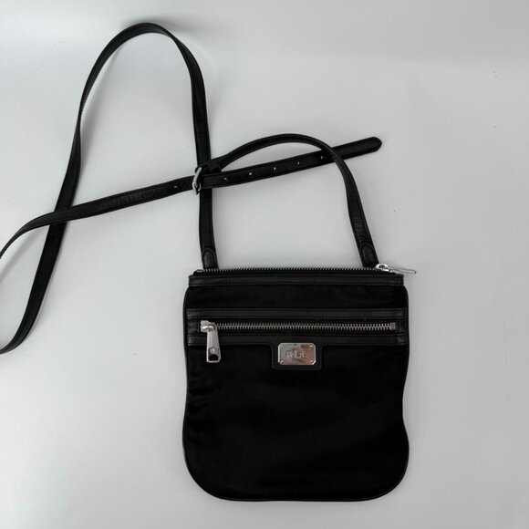 polo-ralph-lauren Other - Polo Ralph Lauren Nylon Genuine Leather Crossbody Bag Purse Handbag Black